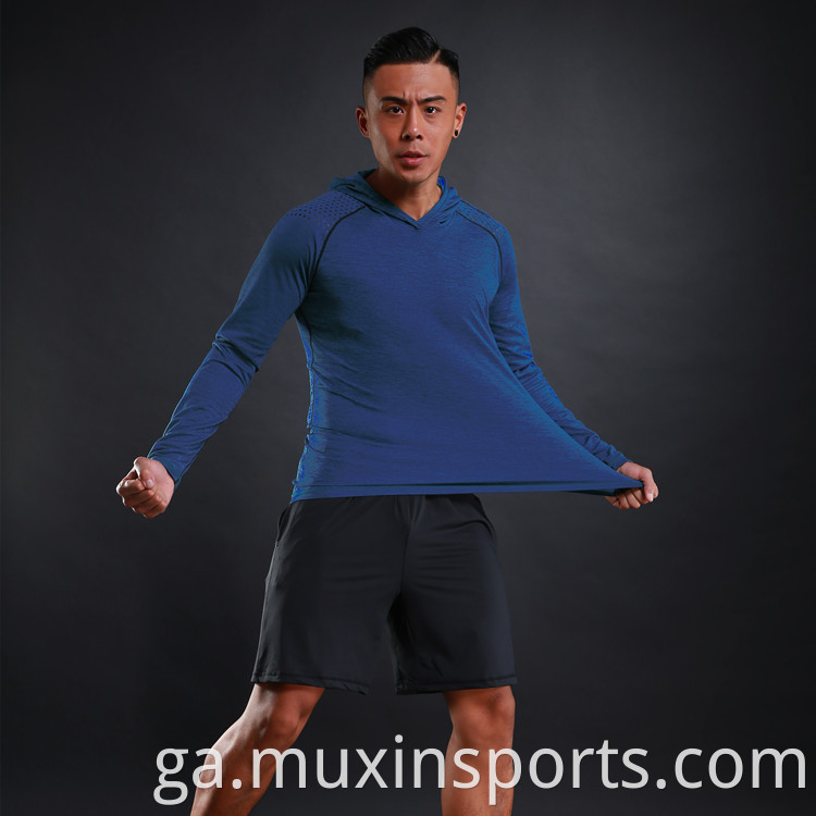 blue long sleeve workout hoodies for men